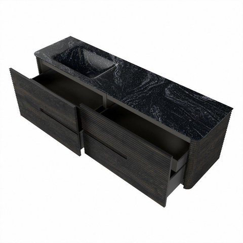 Mondiaz CIRO-DLUX Badkamermeubelset - 170x45x50cm - Solid surface wastafel Lava - 1 wasbak Links - 1 kraangat - 4 lades - Shadow SW1533806