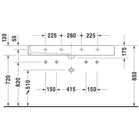 Duravit Vero Dubbele wastafel - 120x47cm - met 2 kraangaten - met overloop - wit 0293351