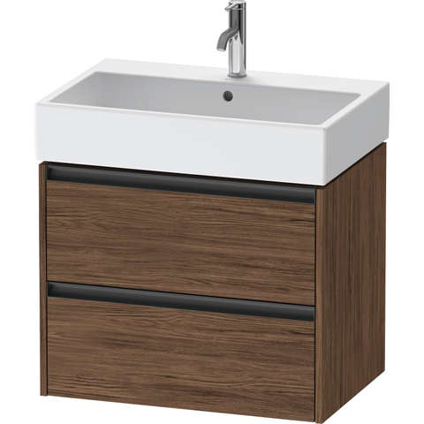 Duravit Ketho.2 Wastafelonderbouwkast - met 2 laden - 68.4x46x54.9cm - met grepen antraciet - donker noten mat SW772234