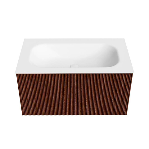 Mondiaz KURVE Ensemble de meuble de salle de bains - 80x46x40cm - 1 tiroir - lavabo solid surface - central - sans trou de robinet - Ruby SW1415601