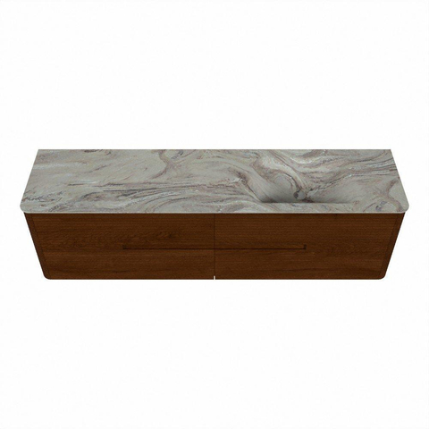 Mondiaz CIRO-DLUX Meuble de salle de bains - 180x45x50cm - vasque solid surface Glace - 1 lavabo à droite - 1 trou de robinetterie - 4 tiroirs - Ruby SW1531690