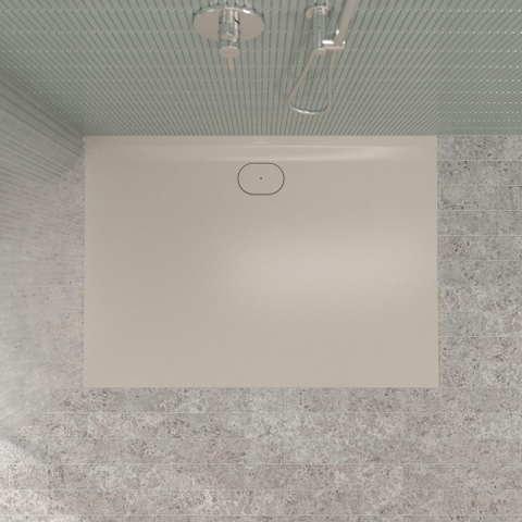 Villeroy & Boch Ecora douchebak - 140x100x3.5cm - afvoer lange zijde - almond (beige) SW1559000