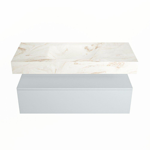 MONDIAZ ALAN - DLUX Badkamermeubelset - 110cm - onderkast - Clay - 1 lade - vrijhangende wastafel - wasbak midden - 1 kraangat - Frappe SW804917