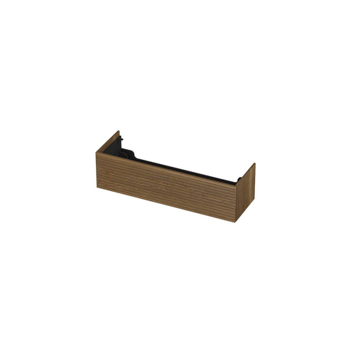 INK Wastafelonderkast - 140x45x37.6cm - 1 lade - push to open - horizontaal gefreesd - Eiken - Aqua SW693455