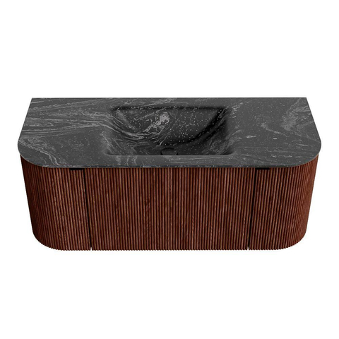 Mondiaz KURVE-DLUX Ensemble meuble de salle de bains - 110x46x40cm - 1 tiroir - 2 portes - lavabo solid surface - central - sans trou de robinet - Ruby SW1416067