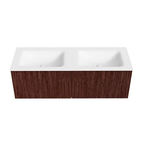 Mondiaz KURVE Badkamermeubelset - 130x46x40cm - 2 lade - wastafel solid surface - dubbel - 2 kraangaten - Ruby SW1415319