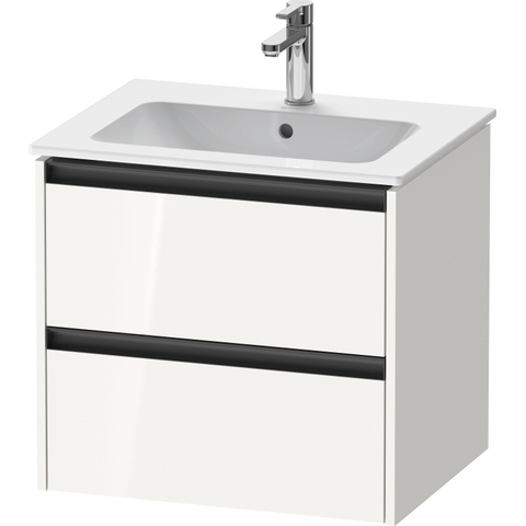 Duravit Ketho.2 Wastafelonderbouwkast - met 2 laden - 61x48x55cm - met grepen antraciet - hoogglans wit SW772083
