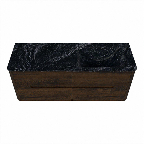 Mondiaz CIRO-DLUX Badkamermeubelset - 130x45x50cm - Solid surface wastafel Lava - 1 wasbak Rechts - zonder kraangaten - 4 lades - Walnut SW1530171