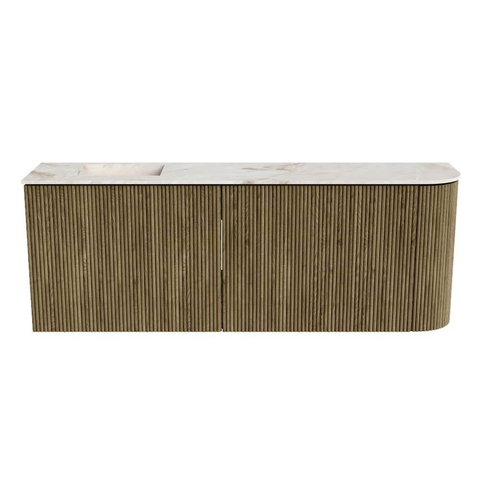 Mondiaz JOYA-DLUX 111.6cm toiletmeubel - ronding rechts kleur Dusk - Wastafel FAYE positie Links Zonder kraangat kleur Frappe. SW1423110
