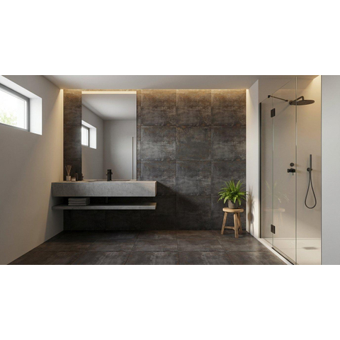 ÉCHANTILLON Terravito Copuro carreau mural et de sol - 60x60cm - 9mm - Carré - rectifié - Aspect béton - Noir mat SW736338