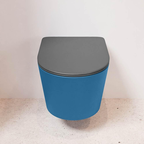 Mondiaz LAVIE hangtoilet – spoelrandloos – 36 x 53 cm – met softclose zitting – Jeans (blauw), zitting Dark grey (grijs) SW1208602