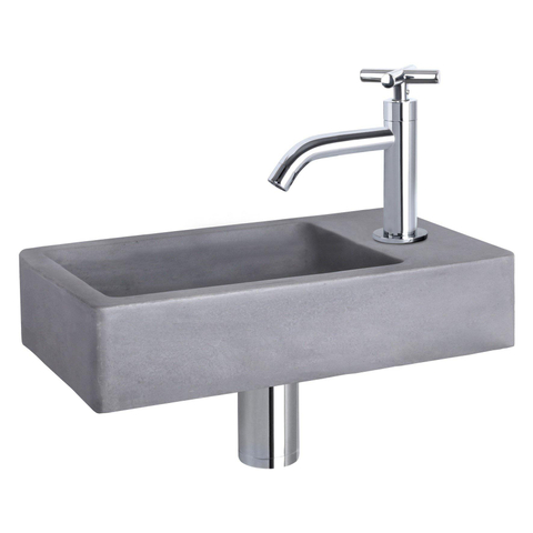Differnz Force fonteinset – 40x22x8 cm – beton grijs – gebogen chromen kraan met kruisgreep SW373252