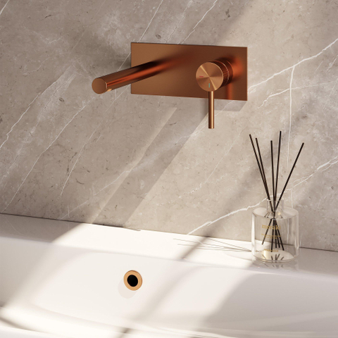 BRAUER Stripe Mitigeur lavabo encastré - bec droit et plaque de recouvrement modèle A1 - cuivre brossé PVD SW1434879