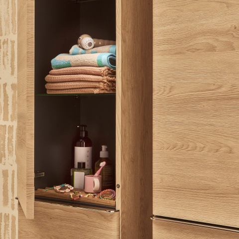 Hansgrohe Xelu Q Armoire haute - 165x40x35cm - 2 portes - poignée chrome - fermeture amortie - charnière à gauche - natural oak SW995260