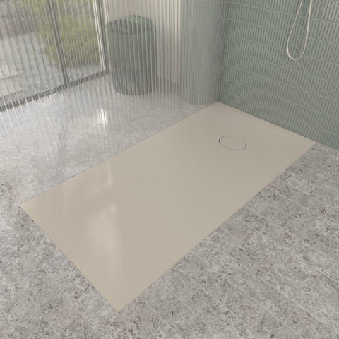 Villeroy & Boch Ecora douchebak - 160x80x4.5cm - afvoer korte zijde - almond (beige) SW1558989