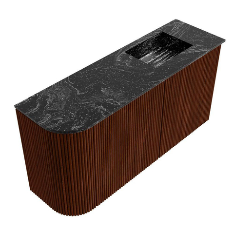 Mondiaz JOYA-DLUX Meuble de toilette 81.6cm - arrondi gauche couleur Ruby - Vasque FAYE position Droite 1 trou de robinet couleur Lava. SW1423642