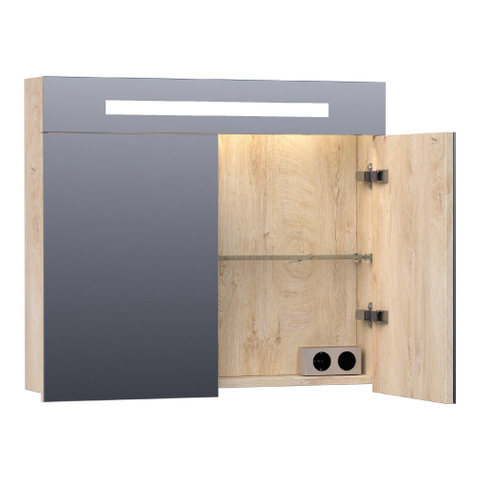BRAUER Promise spiegelkast – 80x70x15 cm – directe LED – Forest Wheat SW371651