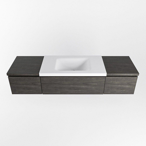 MONDIAZ BUKLA meuble de salle de bains 160 cm avec module 40 couleur Dark Brown avec 3 tiroirs. Lavabo CLOUD central 1 trou de robinet couleur Talc. SW1382163