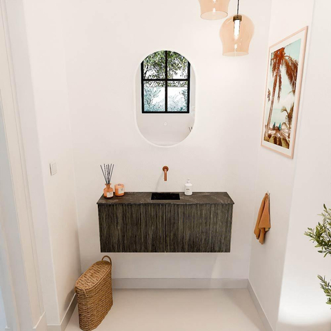 Mondiaz JOYA-DLUX 100cm toiletmeubel - kleur Shadow - Wastafel FAYE positie Midden Zonder kraangat kleur Lava. SW1422892