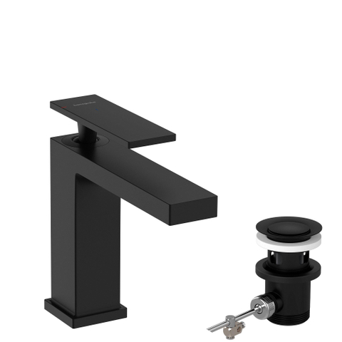Hansgrohe Tecturis E Eengreeps wastafelkraan - 110 - coolstart - met PopUp - trekwaste - mat zwart SW918666