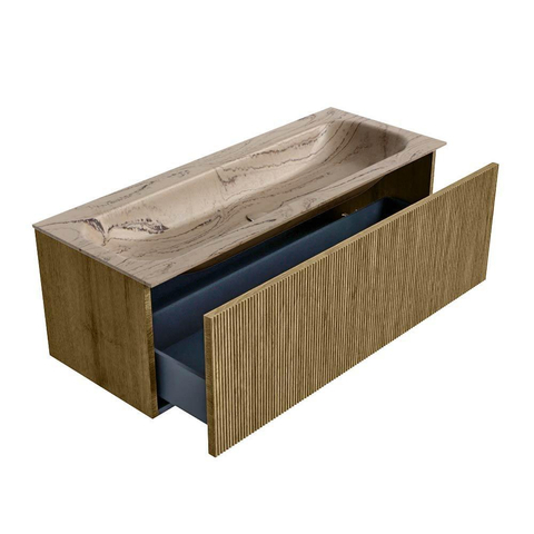 MONDIAZ KURVE-DLUX 120cm badmeubel kleur Dusk met 1 lade en 0 deuren. Wastafel BIG LARGE Midden 2 kraangaten Arena. SW1431378