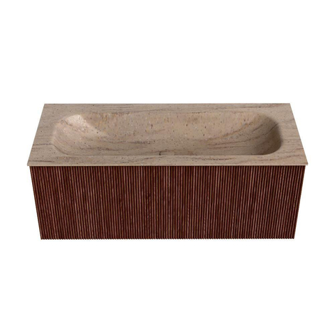 MONDIAZ KURVE-DLUX Meuble de salle de bains 110cm couleur Ruby avec 1 tiroir et 0 porte. Lavabo BIG MEDIUM Centre sans trou de robinet Saba. SW1433471