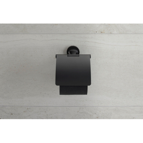 Duravit Starck T Toiletrolhouder - met klep - mat zwart SW297081