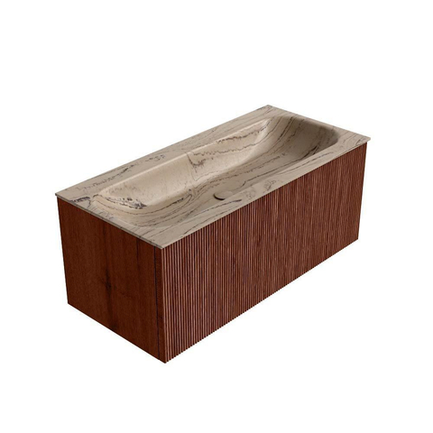 MONDIAZ KURVE-DLUX Meuble de salle de bains 100cm couleur Ruby avec 1 tiroir et 0 porte. Lavabo BIG MEDIUM Central sans trou de robinet Arena. SW1431503
