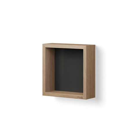 Looox Wood collection Boîte murale 30x30cm avec plaque arrière noir mat chêne noir mat SW73167
