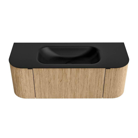 MONDIAZ KURVE Meuble de salle de bains 120cm avec module 25 Len R couleur Oak avec 1 tiroir et 2 portes. Lavabo BIG SMALL central 1 trou de robinet Urban. SW1138349