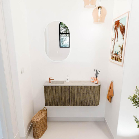 Mondiaz JOYA-DLUX 101.6cm toiletmeubel - ronding rechts kleur Dusk - Wastafel FAYE positie Links 1 kraangat kleur Opalo. SW1423339