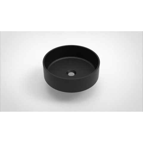 Arcqua Case waskom - 40x40cm - Rond - Cast marble Zwart Mat SW767332