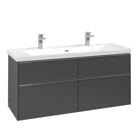 Villeroy & Boch Subway 3.0 wastafelonderkast - 127.2x57.9cm - 4 lades - Graphite (grijs) SW641675