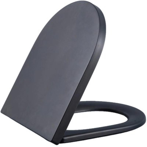 QeramiQ Dely Swirl Ensemble de toilette - réservoir encastré Qeramiq Flush - abattant 35mm - plaque de déclenchement beige en plastique - boutons ronds - noir mat SW1578295