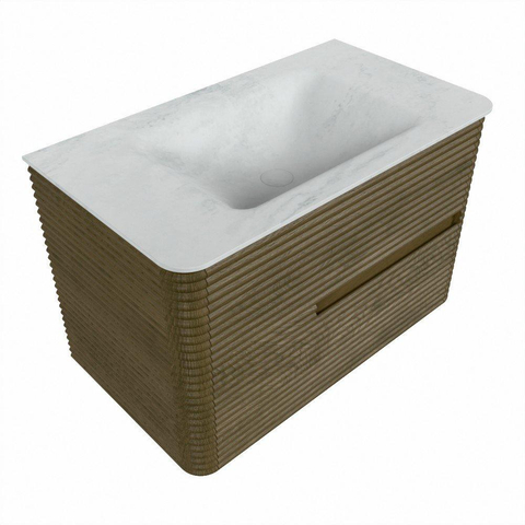 Mondiaz CIRO-DLUX Meuble de salle de bains - 80x45x50cm - Plan-vasque solid surface Opalo - 1 vasque au milieu - 1 trou de robinetterie - 2 tiroirs - Dusk SW1532935