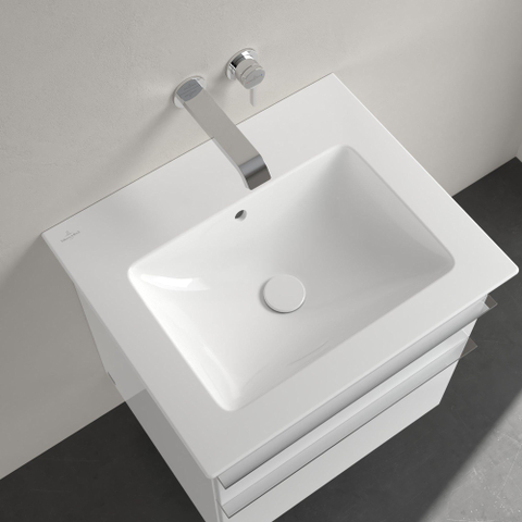 Villeroy & Boch venticello wastafel - zonder kraangat - 60x50cm - met overloop CeramicPlus - White Alpine (glans wit) 1025155