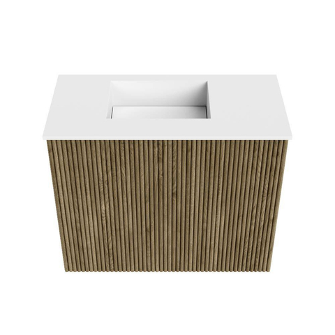Mondiaz JOYA 50cm toiletmeubel - kleur Dusk - Wastafel FAYE positie Links 1 kraangat kleur Talc. SW1421602