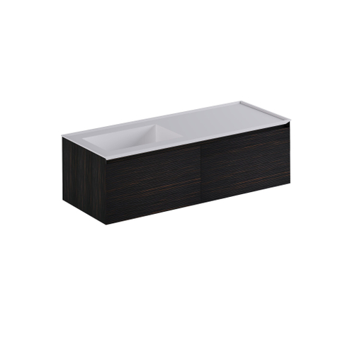 Thebalux Tresor Ensemble meuble de salle de bains - 140x55x41.5cm - 2 tiroirs - sans poignées - Vasque Corian - gauche - sans trou de robinet - Italian Alpi SW1239577