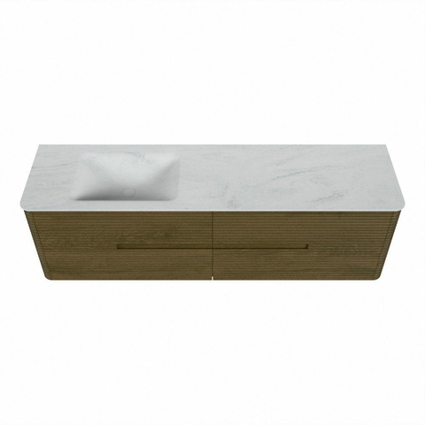 Mondiaz CIRO-DLUX Badkamermeubelset - 170x45x50cm - Solid surface wastafel Opalo - 1 wasbak Links - zonder kraangaten - 4 lades - Dusk SW1532888