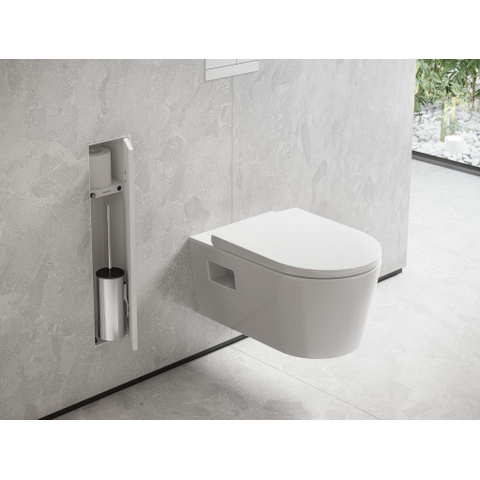 Hansgrohe XtraStoris Rock Porte-brosse WC - tablette - porte carrelable - blanc mat SW1590305