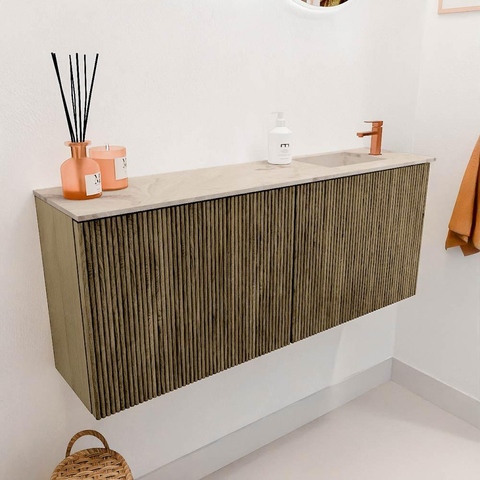 Mondiaz JOYA-DLUX 100cm toiletmeubel - kleur Dusk - Wastafel FAYE positie Rechts 1 kraangat kleur Frappe. SW1423111