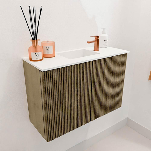 Mondiaz JOYA 60cm toiletmeubel - kleur Dusk - Wastafel FAYE positie Midden 1 kraangat kleur Talc. SW1421554