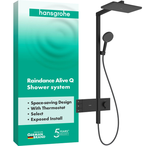 Hansgrohe Raindance alive Showerpipe - 210/340 2jet - thermostaat - mat zwart SW1387684