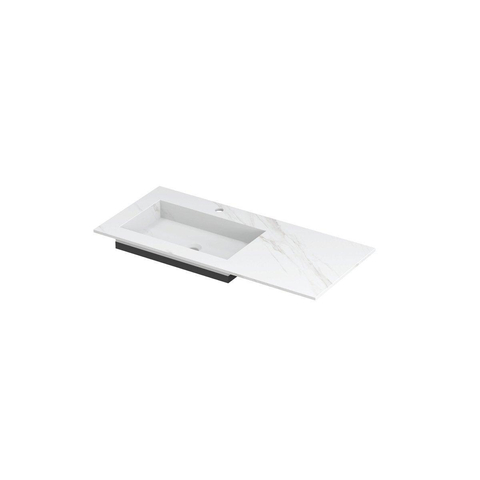 INK Post wastafel - 100x45x1cm - 1 wasbak links - 1 kraangat - keramiek Calacatta mat SW693251