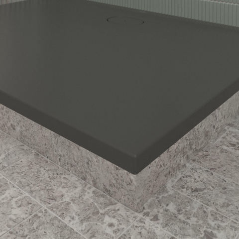Villeroy & Boch Ecora douchebak - 140x100x3.5cm - afvoer lange zijde - anthracite (antraciet) SW1558951