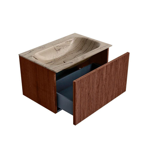 MONDIAZ KURVE-DLUX 70cm badmeubel kleur Ruby met 1 lade en 0 deuren. Wastafel BIG SMALL Midden 1 kraangat Arena. SW1431483