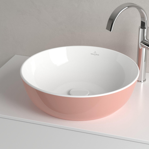 Villeroy & Boch Artis opzetwastafel - 43x43cm - zonder kraangat - zonder overloop CeramicPlus - Powder (glans roze) SW68809