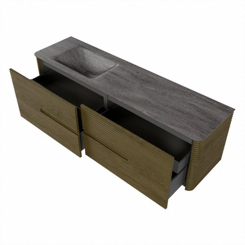 Mondiaz CIRO-DLUX Ensemble de meubles de salle de bains - 170x45x50cm - Lavabo en solid surface Oza - 1 vasque à gauche - sans trous de robinet - 4 tiroirs - Dusk SW1533304