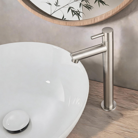 Fortifura Calvi Robinet de lavabo - 23cm - rehaussé - montage sur plan - inox brossé SW1476846