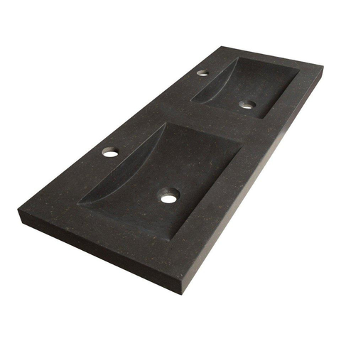 BRAUER Adore Badkamermeubelset - 120x46x60cm - 2 lades - greeploos - softclose - natuursteen wastafel - 2 wasbakken - 2 kraangaten - lamellen eiken naturel SHOWROOMMODEL SHOW26554
